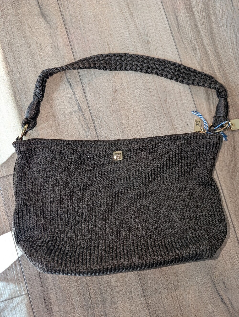 Black Woven Shoulder Bag - Classic Women's Knit Handbag